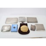 Collection of silver cigarette cases, together with a match holder,