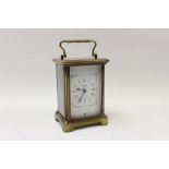 20th century French carriage clock with eight day timepiece movement,