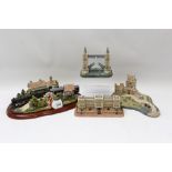 Four Lilliput Lane models - The Royal Train At Sandringham, on plinth base, Eilean Donan Castle,