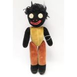 Circa 1930s Chad Valley Hygienic Toys velvet golly - black mohair hair, painted nostrils and mouth,