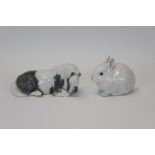 Royal Copenhagen porcelain model of a Shetland pony numbered 4611 and Bunny Rabbit numbered 4705