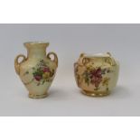 Royal Worcester blush ivory miniature vase - date mark for 1901, of square cylindrical form,