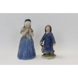 Two Royal Copenhagen figures - Girl from Bornholm number 1323 and Boy with Umbrella number 3556