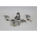 Bing & Grondahl porcelain model of a hungry chick, numbered 1852, two other Danish birds,