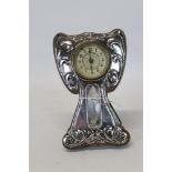 Edwardian Art Nouveau-style dressing table clock with spring-driven movement,