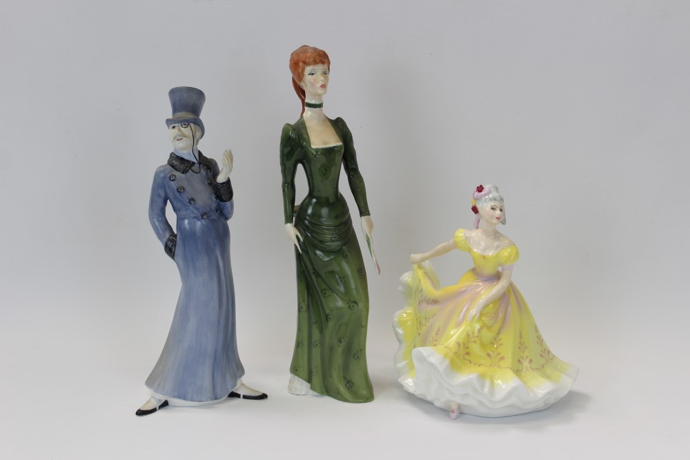 Two Royal Doulton figures - A La Mode HN2544 and Ninette HN2379 plus a Coalport figure of a