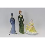 Two Royal Doulton figures - A La Mode HN2544 and Ninette HN2379 plus a Coalport figure of a