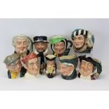 Eight Royal Doulton character jugs - Beefeater D6206, The Lawyer D6498, The Gardener D6630,