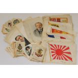 Cigarette cards - silk large and small, BDV cigarettes Flags, regimental, Lloyd George,