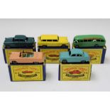 Matchbox Moko Lesney boxed selection - no. 21 Bedford Coach, no. 33 Ford Zodiac, no.