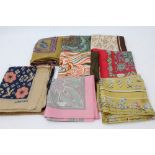 Seven vintage Liberty silk scarves - including paisley, floral, abstract, plus Jaeger silk scarf,