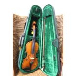 Good quality three-quarter size violin, stamped to interior - Antonius Stradivarius Cremonensis,