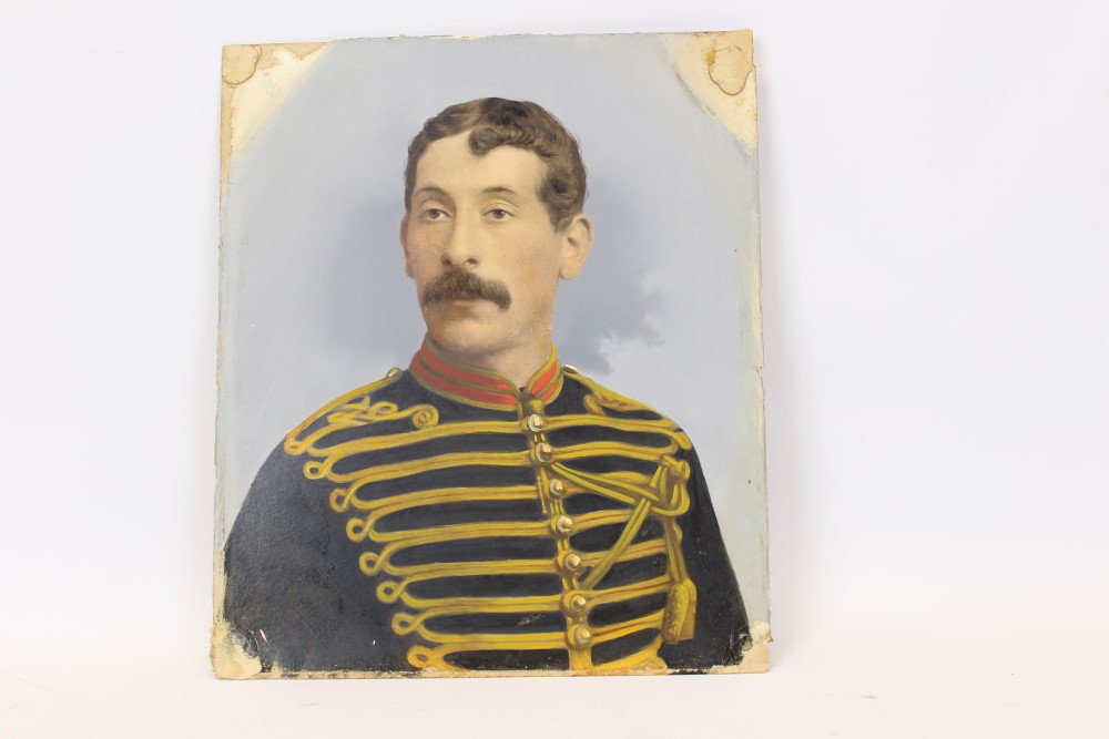 Late 19th century hand-coloured photographic portrait of a soldier,