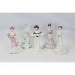 Five Coalport limited edition Golden Age figures - Eugenie, Charlotte, Beatrice at the Garden Party,