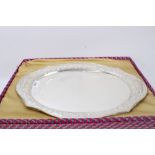Indian silver / white metal tray of oval shaped form,