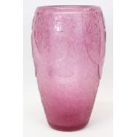 1930s French Art Deco pink studio glass vase by Degué.