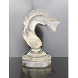 Lalique glass paperweight in the form of a fish, on a circular base, etched signature - 'Lalique,