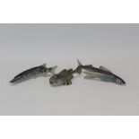 Two Royal Copenhagen porcelain fish - pike numbered 2427,