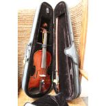 Antiqued half-size violin by Melcas, with bow,