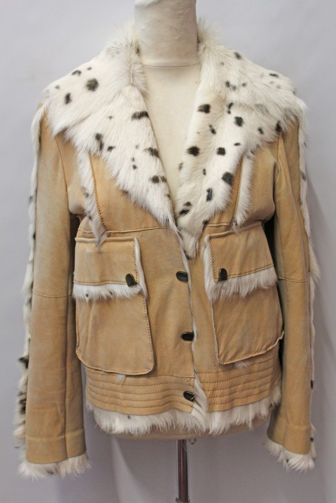 Ladies' vintage faux leopard print coat, fox fur jacket, - Bild 2 aus 3