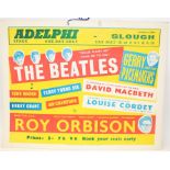 The Beatles on Tour with Roy Orbison 1963 - cardboard mounted foyer advert - First Night at Adelphi