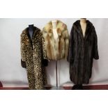 Ladies' vintage faux leopard print coat, fox fur jacket,