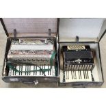 Alvari piano accordion in a fitted case, together with another,