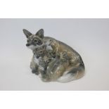 Royal Copenhagen porcelain model of a vixen with four cubs, numbered 1788,