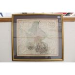 Antique hand-coloured engraving in glazed frame - A New Map of the Circle of Bavaria,