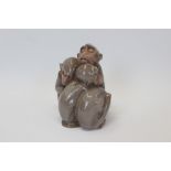 Bing & Grondahl porcelain model of four sleeping monkeys, numbered 1581,
