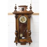 Late 19th / early 20th century Vienna regulator-style wall clock with eight day spring-driven