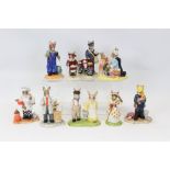 Six Royal Doulton Bunnykins The Professions Collection figures - Postman, Plumber, Fireman, Nurse,