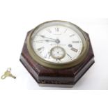 Late 19th century American wall clock by Seth Williams, with 5½ inch handwritten card dial,