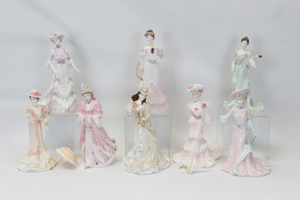 Set of eight Coalport limited edition La Belle Epoque figures - Lady Alice, Lady Evelyn, Lady Rose,