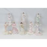 Set of eight Coalport limited edition La Belle Epoque figures - Lady Alice, Lady Evelyn, Lady Rose,