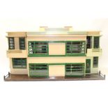 Dolls' House - 1920s - flat roof, painted wooden construction, front and two side openings,