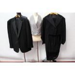 Gentlemen's 1940s / 1950s vintage clothing - black tailcoat with grosgrain lapels and trousers with