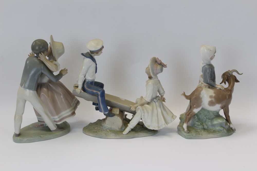 Three Lladro porcelain figures - Boy and girl on see-saw, - Image 5 of 6