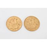 Two gold Sovereigns - 1901 and 1912 CONDITION REPORT Total gross weight 16 grams