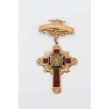 1920s gold (14k) and enamel Masonic jewel in the form of a cross,