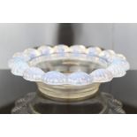 Lalique opalescent glass bowl with moulded scallop shell rim, etched signature to base - Lalique,