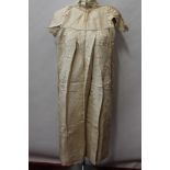Victorian babies' cream silk christening gown (100cm long), cream silk thread-embroidered flowers,