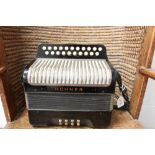 Vintage Hohner two-row 'Erica' accordion in associated case