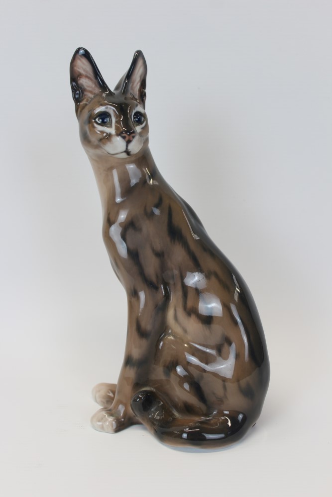 Dahl Jensen Denmark porcelain model of a wild cat, numbered 1014,