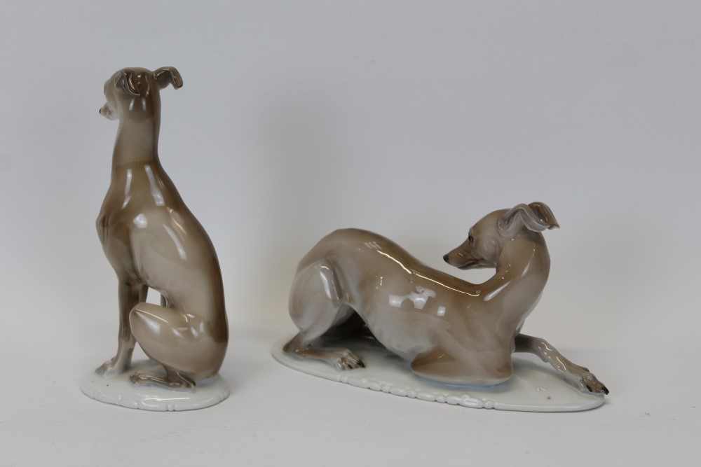 Two good quality Rosenthal hand-painted models of whippets or greyhounds CONDITION REPORT - Bild 2 aus 3