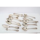 Selection of miscellaneous Georgian and later flatware - including spoons, butter knives,
