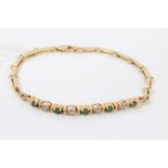 Gold (14k) emerald and diamond bracelet,
