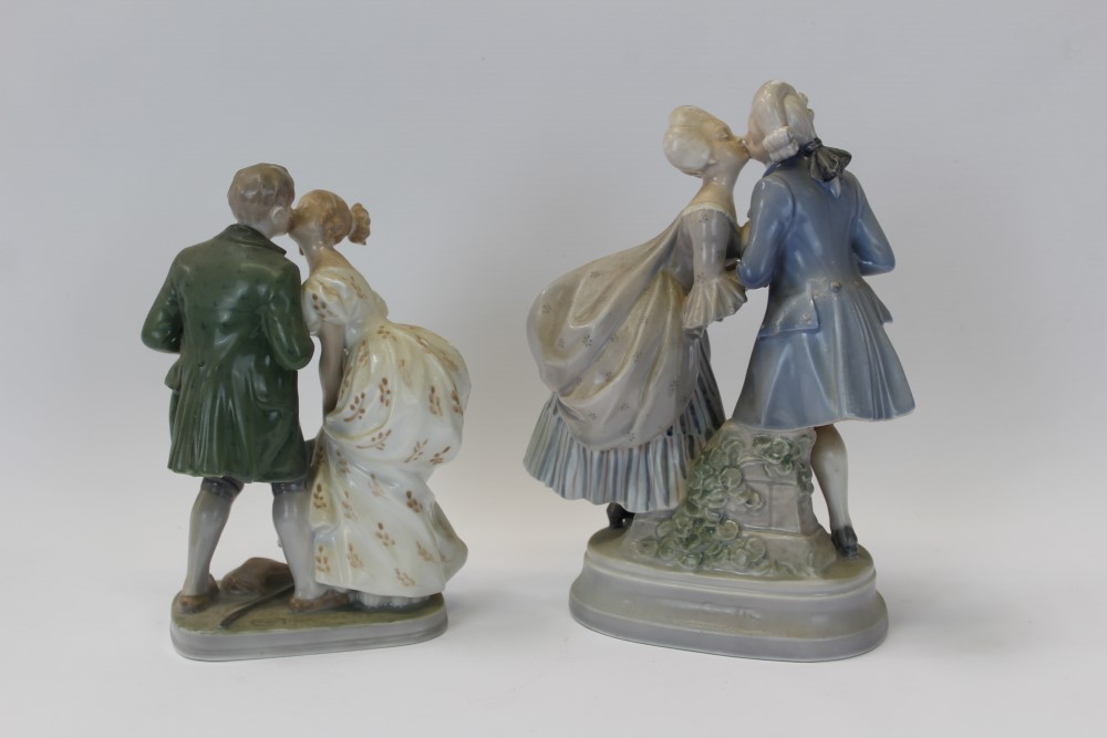 Two Royal Copenhagen porcelain figures groups - The Princess and the Swineherd number 1114 and - Image 2 of 3