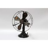 1930s Art Deco-style GEC Magret electric fan on a black base
