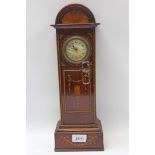 Miniature mahogany inlaid grandfather clock